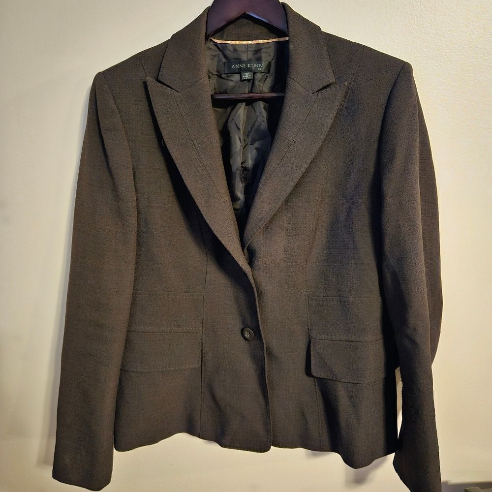 Anne Klein Blazer Suit Jacket Black Petite Suit Business Casual Neutral Classic - Picture 8 of 8